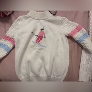 Janie and Jack White Sweater with Skier Design